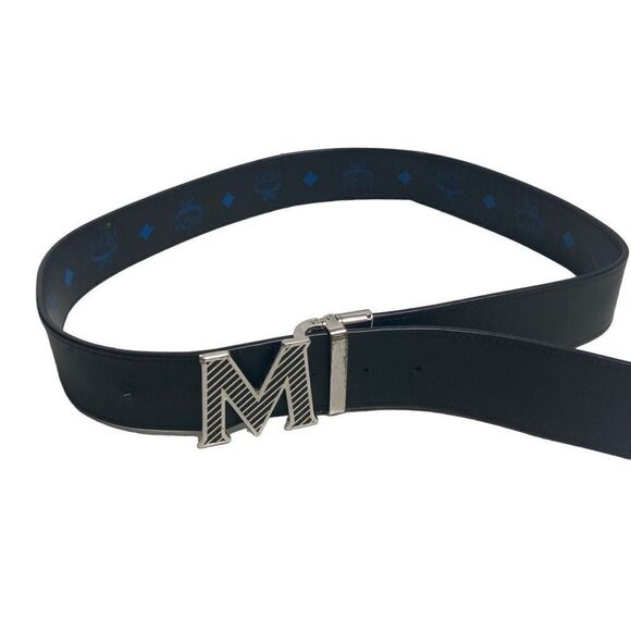 MCM Unisex Reversible Monogram Logo Belt 45” length Black - Picture 2 of 11